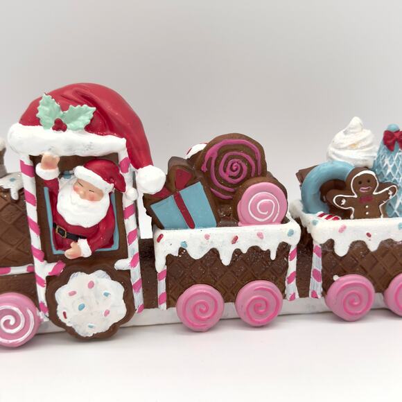 Peppermint Square Gingerbread Train With Santa Hat 13” Christmas Holiday NEW - Picture 4 of 8